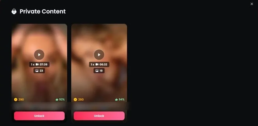 Candy AI Private Content packs with token prices and ratings